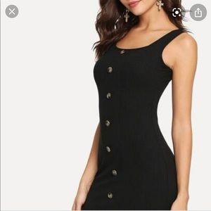 Black faux button down tank DRESS nwot